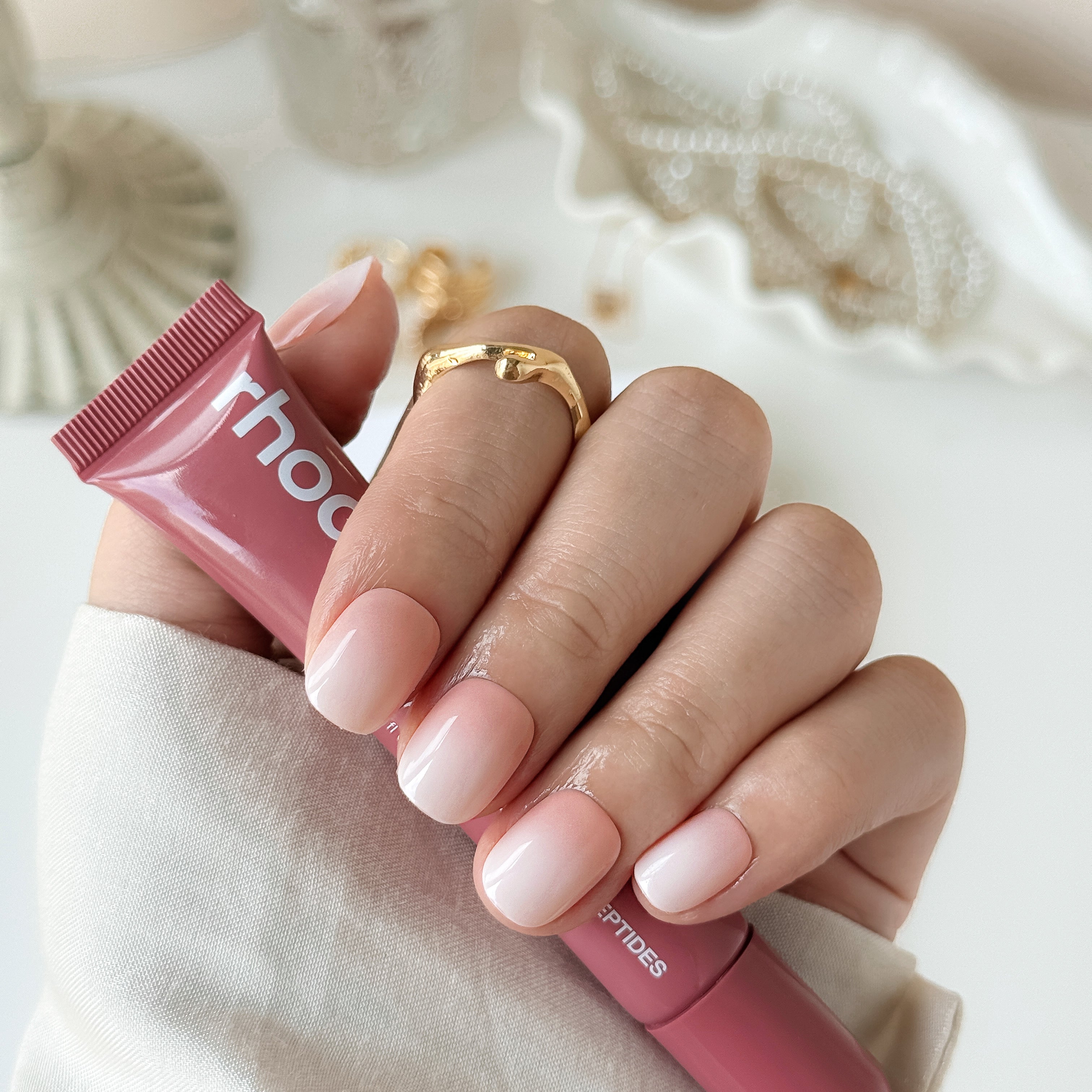 Salon Quality Press-on Nails Kit- Extra Short Squoval Soft Pink Ombre