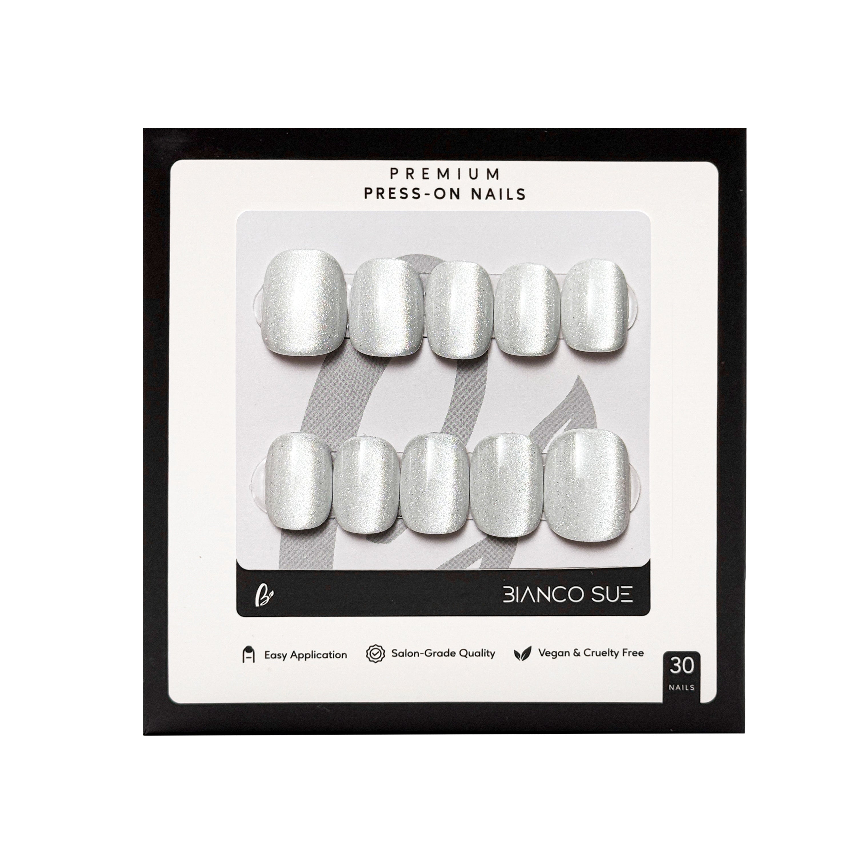 Moonlit Frost | Salon Quality Press-on Nails - Extra Short Squoval Shimmery White