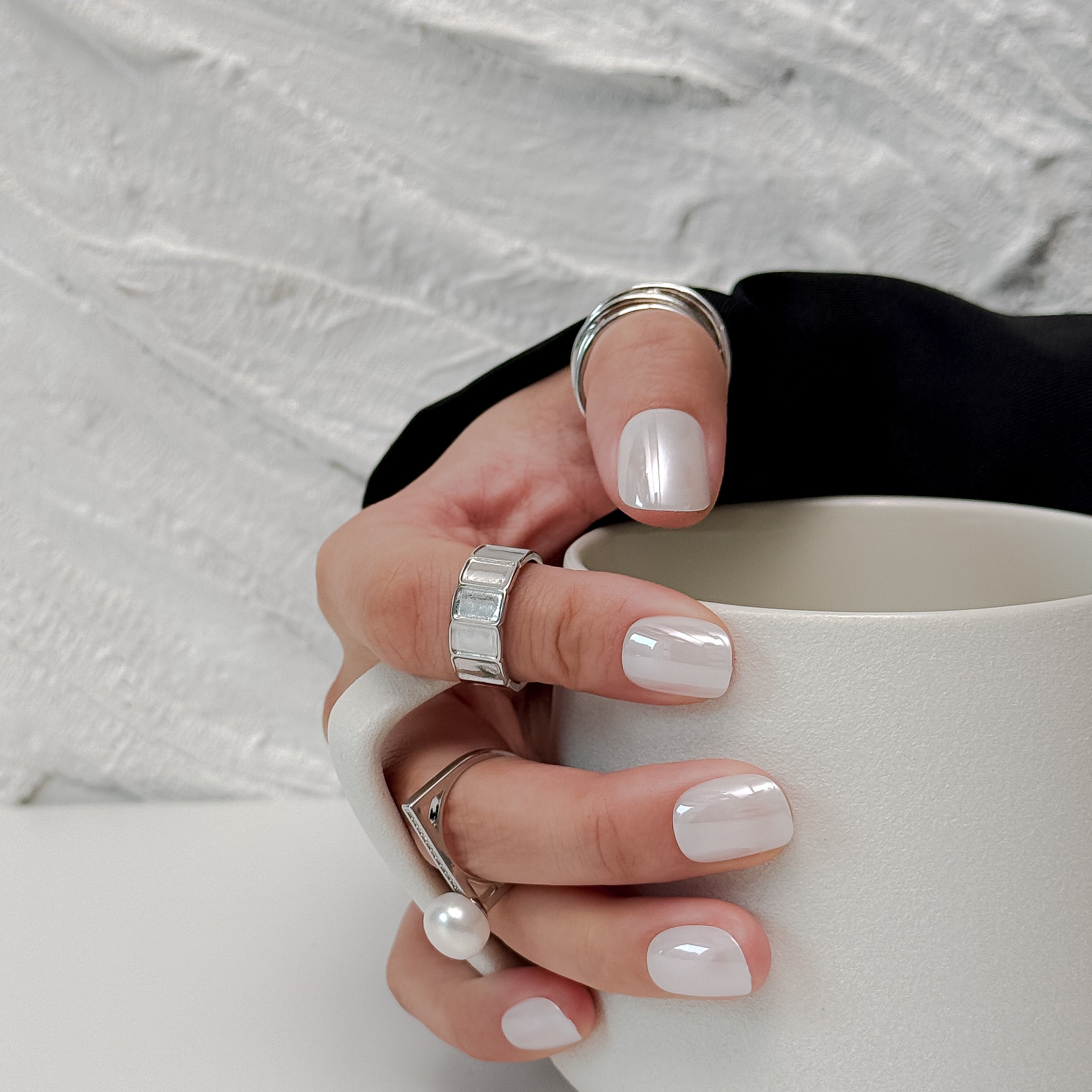 Moonlit Pearl | Salon Quality Press-on Nails - Extra-Short Squoval Sheer Pearl