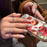 Salon Quality Press-on Nails Kit - Short Almond White Cat-Eye