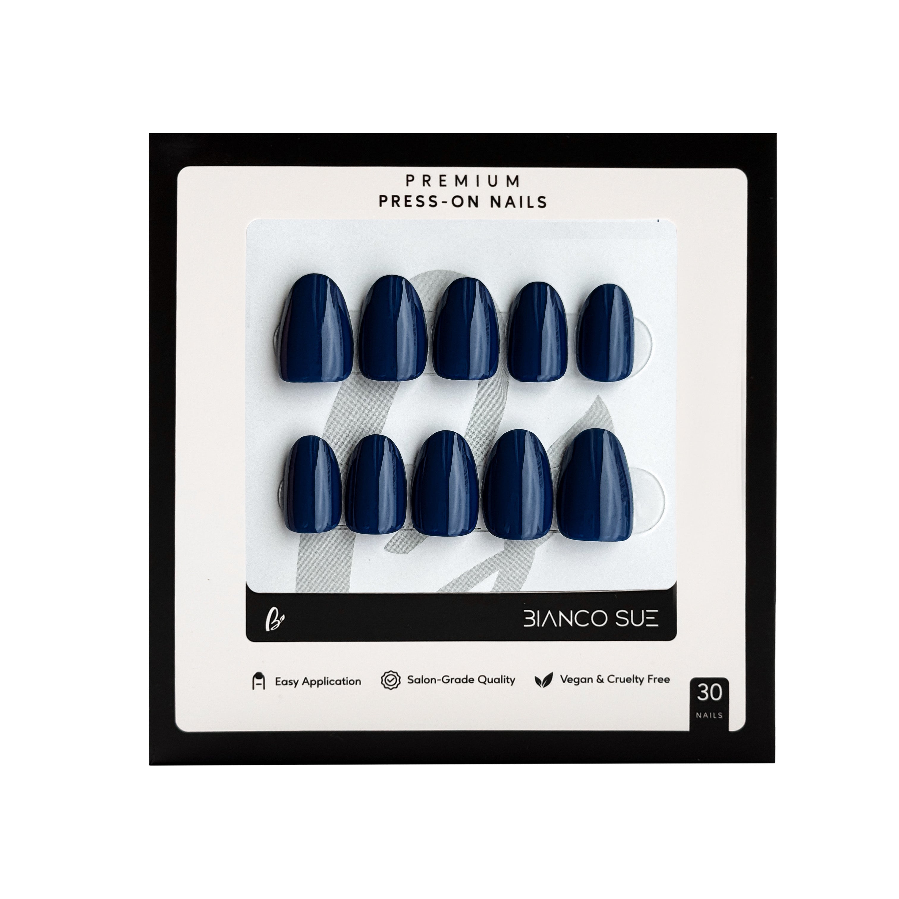 Salon Quality Press-on Nails Kit- Short Round(Oval) Blue