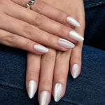 Salon Quality Press-on Nails Kit - Short Almond White Cat-Eye
