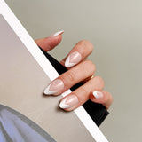 Vivid V | Salon Quality Press-on Nails Kit - Short Almond White French V-Tip