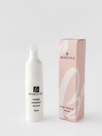 Convenient nail polish remover, specially designed for removing patch nail polish, comes in a compact bottle with an easy-to-use application tool.