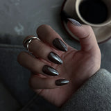 Molten Cocoa | Salon Quality Press-on Nails - Short Almond Brown Glazed