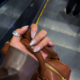 Opal Veil | Salon Quality Press-on Nails Kit - Short Almond White Cat-Eye