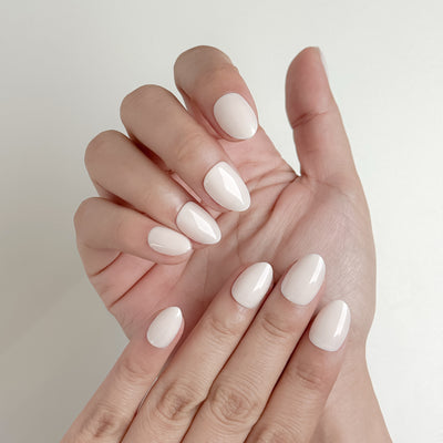 Barely Ivory – Super Short Almond Shape | Salon Quality Press-on Nails Kit – Creamy Off-White Nails
