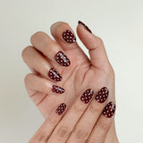 Cherry Dot | Salon Quality Press-on Nails Kit – Super Short Almond Cherry Red with White Polka Dots
