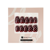 Cherry Dot | Salon Quality Press-on Nails Kit – Super Short Almond Cherry Red with White Polka Dots