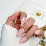 Chic Curve-Medium Almond Pink French Tip Press-on Nails Kit