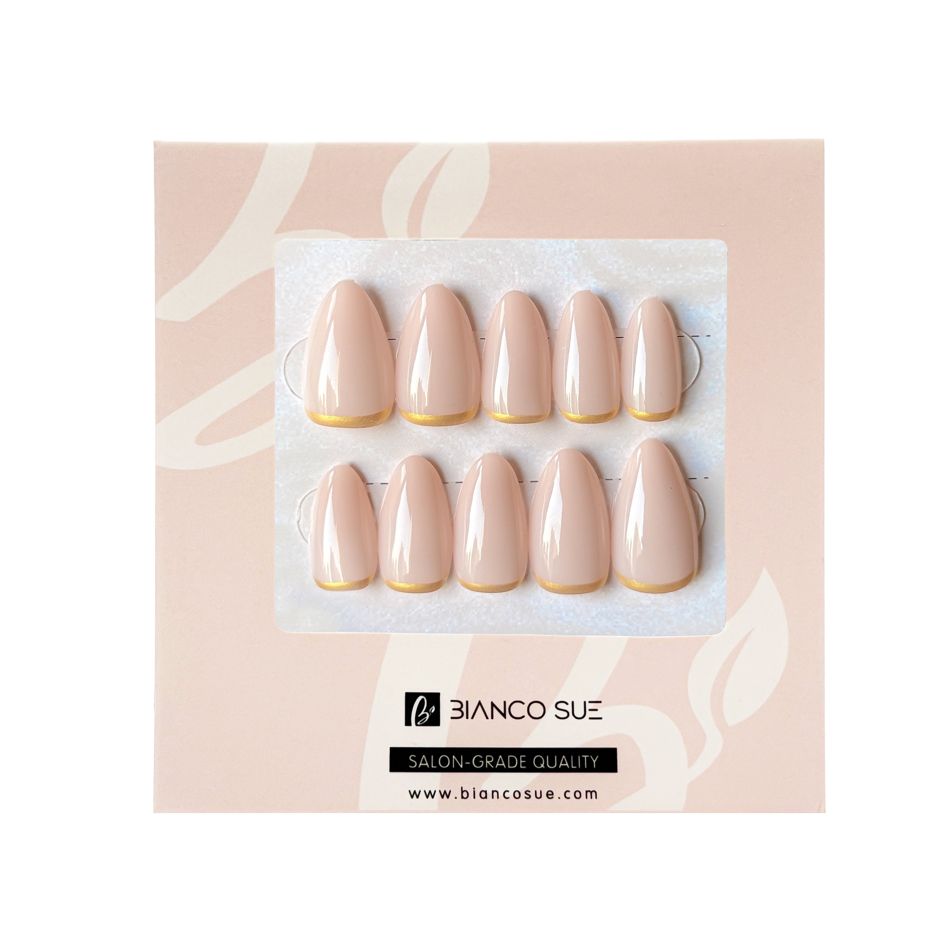 "Crowned Rose Short Almond Cuticle French Gold Tip Press-On Nails Kit – Add a touch of luxury to your nails with this chic kit, featuring short almond-shaped nails with a delicate gold French tip that gracefully frames the cuticle. Perfect for a sophisticated, elevated look, these press-ons are easy to apply and offer a long-lasting, flawless finish."