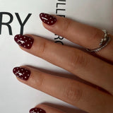 Cherry Dot | Salon Quality Press-on Nails Kit – Short Almond Cherry Red with White Polka Dots