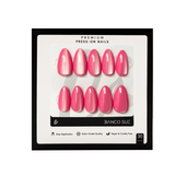 Pink Pop – Short Almond Shape | Salon Quality Press-on Nails Kit – Cat Eye Glossy Pink Nails Design Name: Pink Pop — Press-on Nails