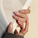 Shell Pink – Short Almond Shape | Salon Quality Press-on Nails Kit – Rose Pink French Tip