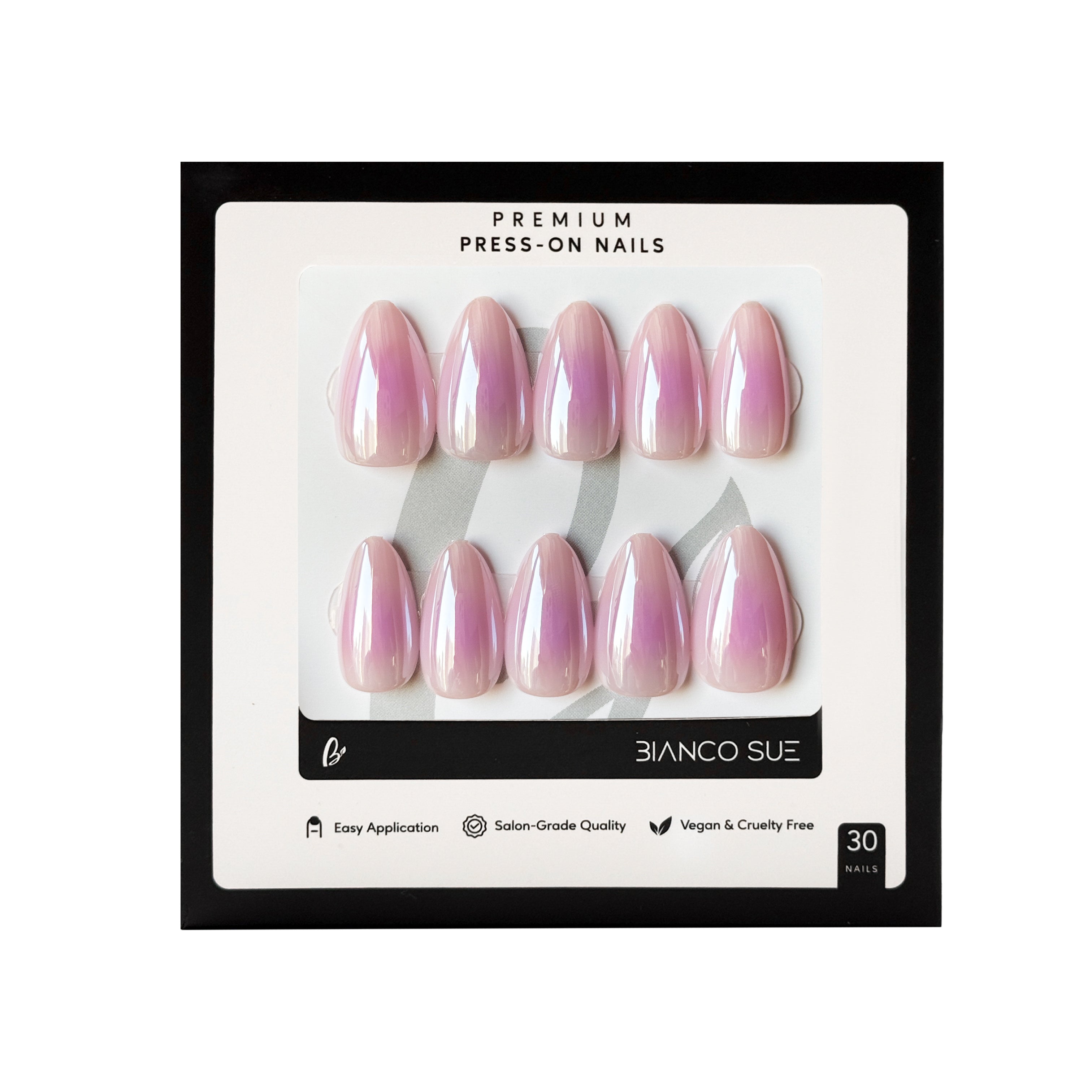 Lilac Bloom | Salon Quality Press-on Nails Kit - Short Almond Lilac Ombre Chrome