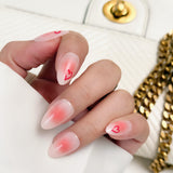 Love Whisper- Short Almond Ombre with Heart Accents Press-on Nails Kit