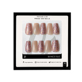 Luxe Shimmer - Medium Coffin Pink Glitter and Nude Combination Press-on Nails Kit