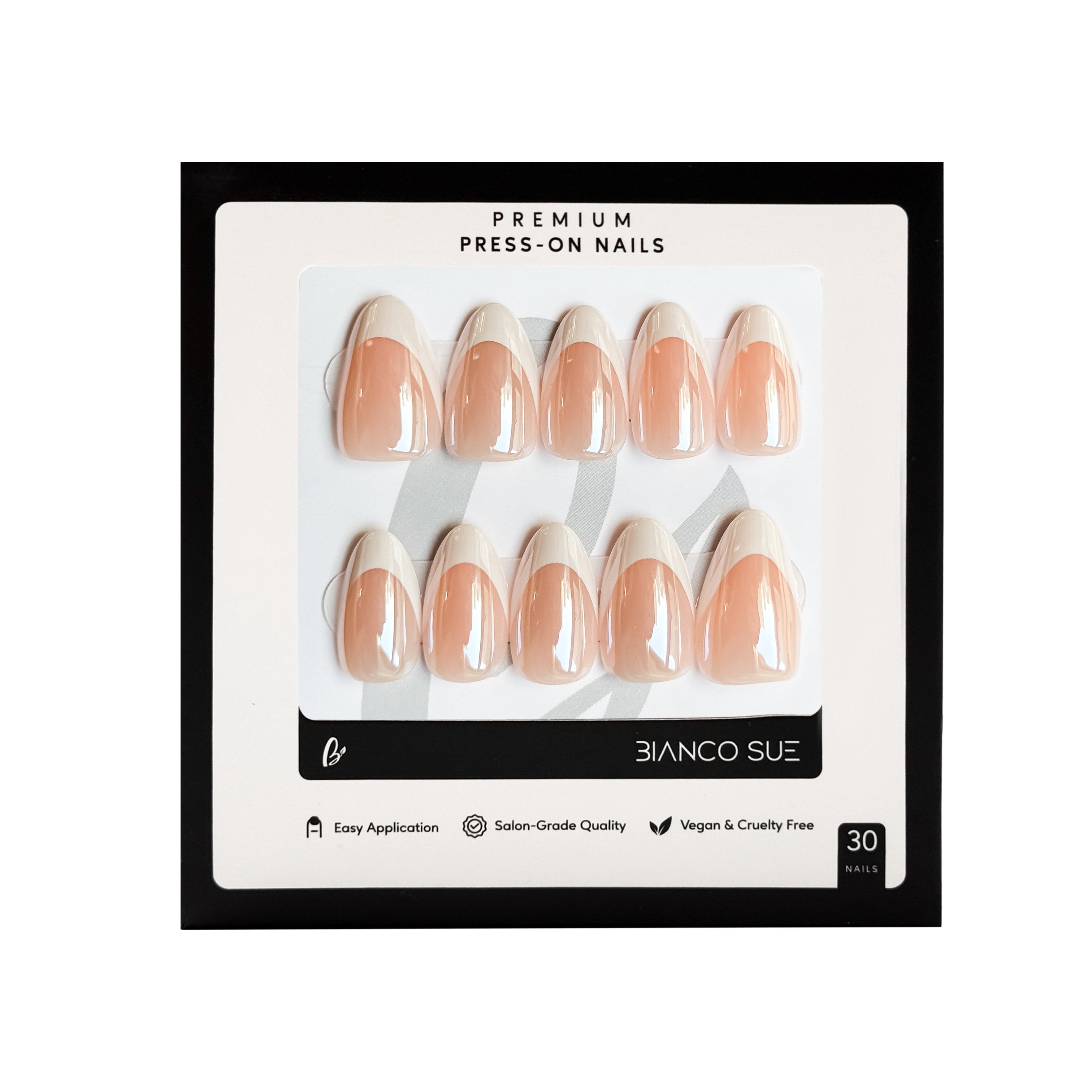 Luxe French | Salon Quality Press-on Nails kit - Short Almond White French Tip