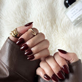 Merlot Noir-Short Oval Shape | Salon Quality Press-on Nails Kit – Short Oval Deep Wine Nails