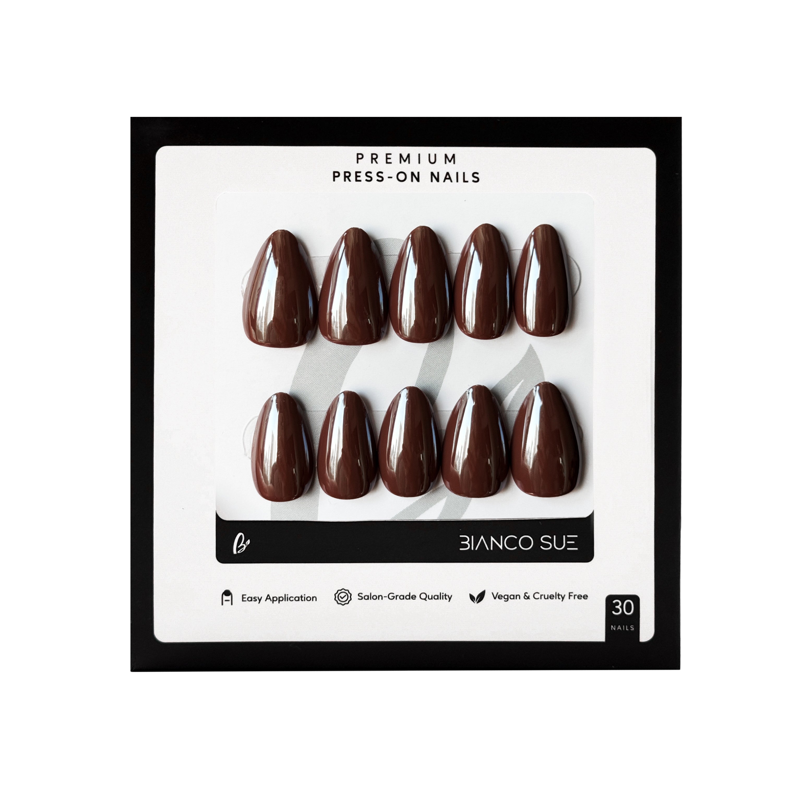 Molten Cocoa | Salon Quality Press-on Nails - Short Almond Brown Glazed