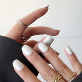 Moonlit Frost- Extra-Short Squoval Shimmery White Press-on Nails Kit