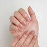 Rose Veil – Super Short Almond Shape | Salon Quality Press-on Nails Kit – Nude Beige Gloss Nails