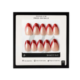 Ruby Edge-Short Almond Red French Tip Press-on Nails Kit