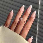 Salon Quality Press-on Nail Kit - Medium Almond French Tip with Pearls