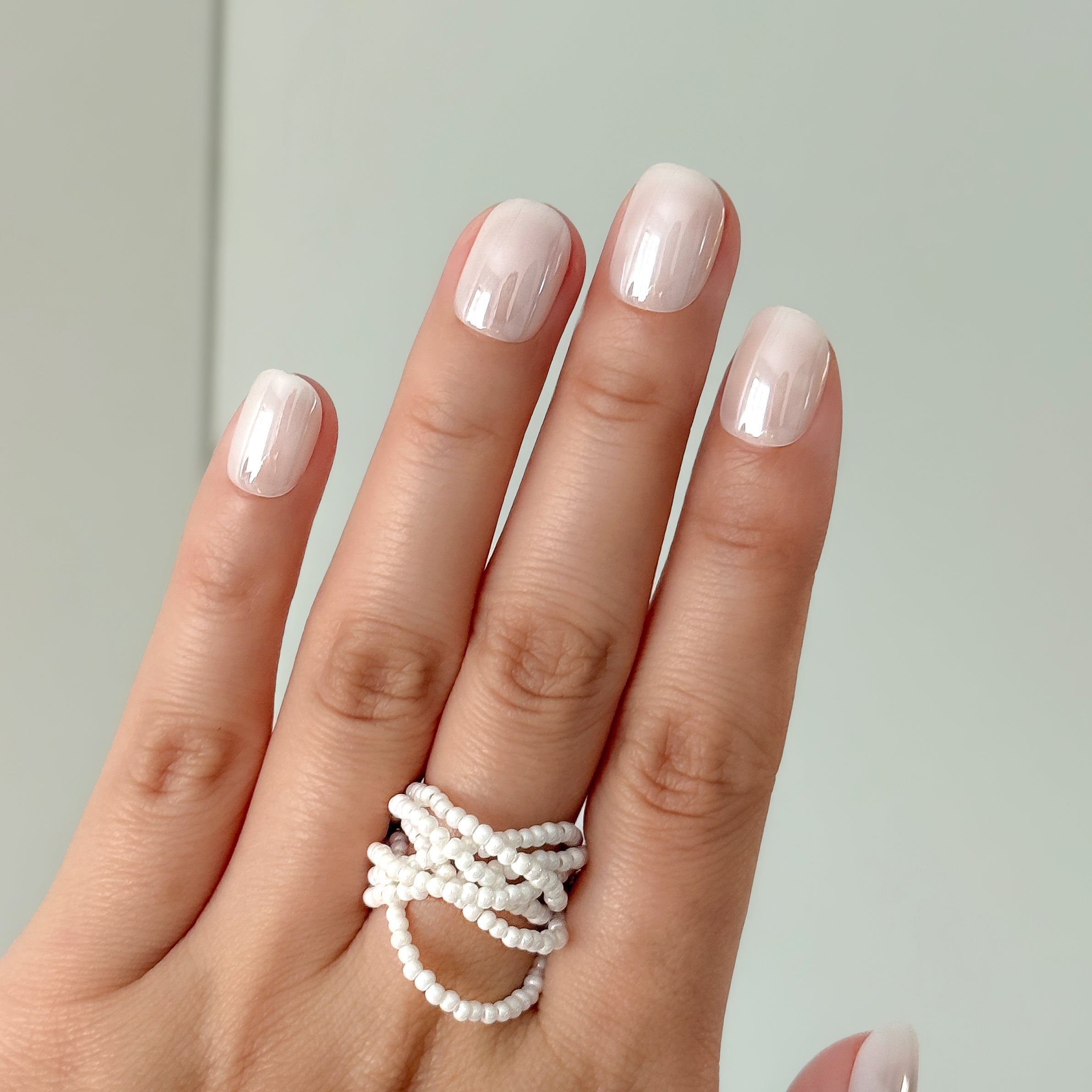 Salon Quality Press-on Nails - Extra-Short Squoval Sheer Pearl