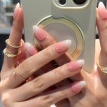 Salon Quality Press-on Nails Kit -Dreamy Fade-Short Almond Ombre Pink