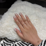 Salon Quality Press-on Nails Kit - Short Almond Ombre Pink with Bow Accents