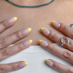 Salon Quality Press-on Nails Kit - Short Almond Yellow French Tip
