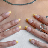 Salon Quality Press-on Nails Kit - Short Almond Yellow French Tip