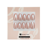 Sheer Dot – Super Short Almond Shape | Salon Quality Press-on Nails Kit – Nude Polka Dot Nails