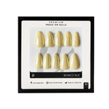 Sunlit Cream-Short Almond Yellow Glossy Sheen Press-on Nails Kit